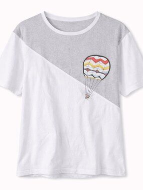 Vintage Hot-Air Balloons Embroidered Tee from Lana Lee, Size Small